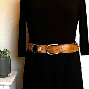 Linea Pelle Handmade Vintage 80s Wide Metallic Bronze Woven Leather Belt Sz L